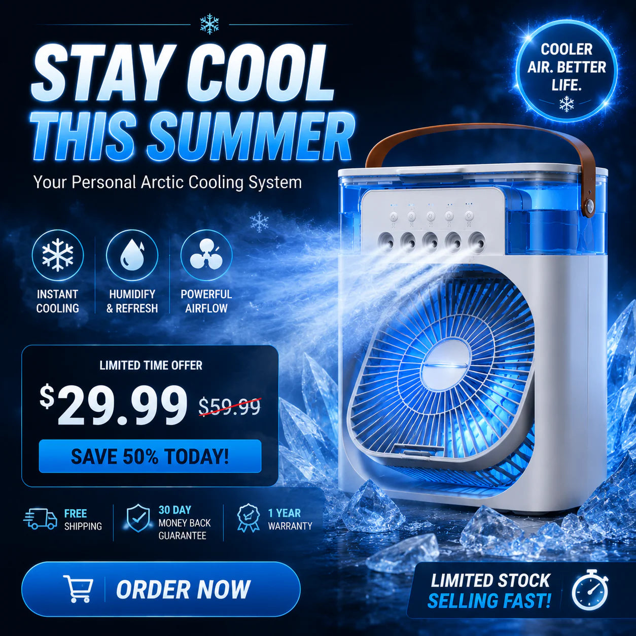 Nova Frost™ Hydro-Cooling Portable AC & Misting Fan